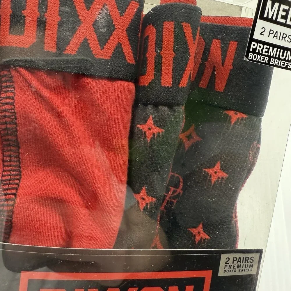 Dixxon Men’s Premium Boxer Briefs 2 Pack Red Black Medium M Underwear New Sealed